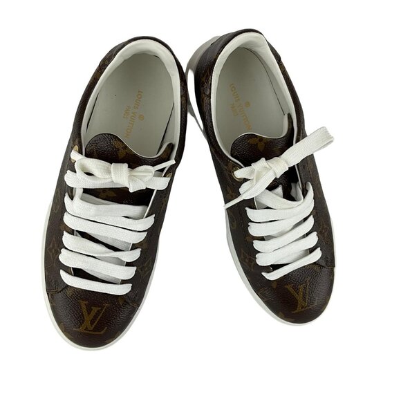 Louis Vuitton Women's Time Out Brown LV Monogram Sneakers Sz 38 Pre-Owned - Picture 3 of 10